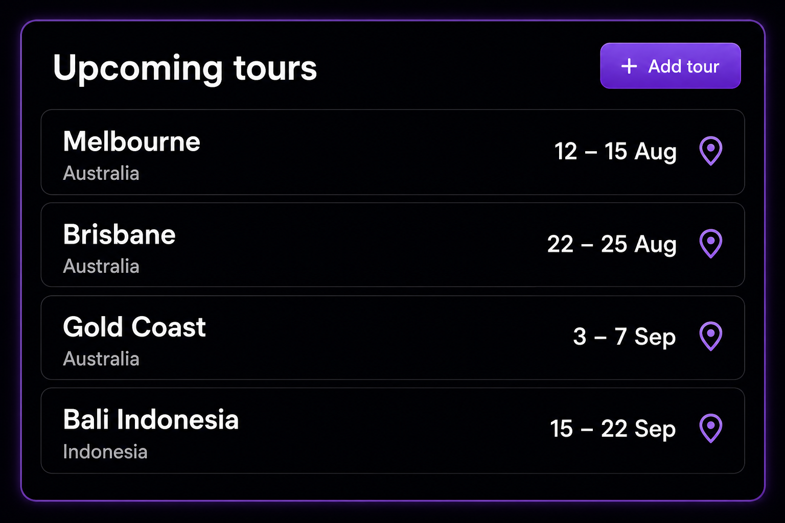 Tour anywhere in the world